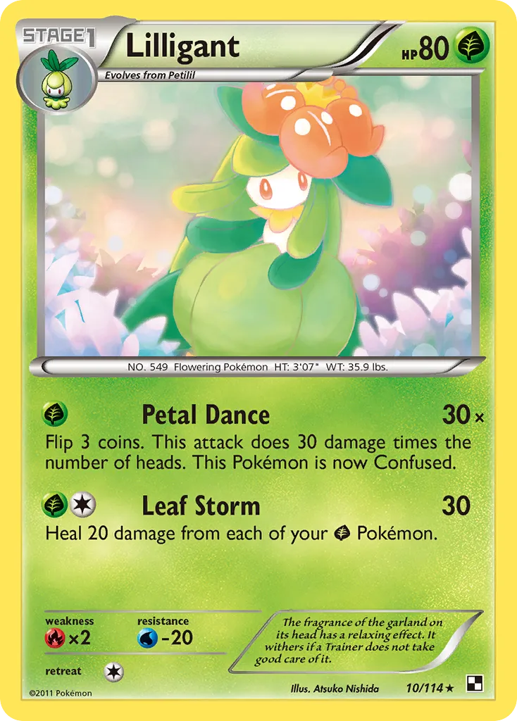 2011 Black & White Lilligant Rare #010/114 Rare card image
