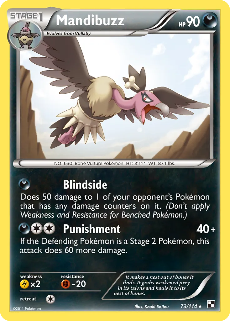 2011 Black & White Mandibuzz Rare #073/114 Rare card image