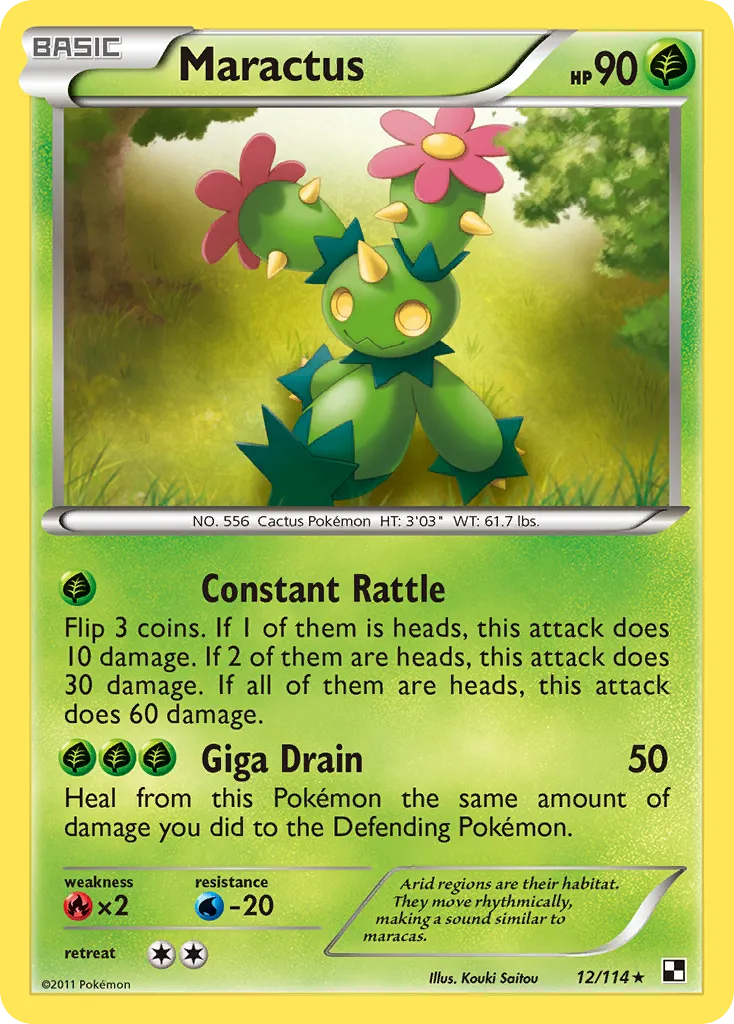 2011 Black & White Maractus #012/114 Rare card image