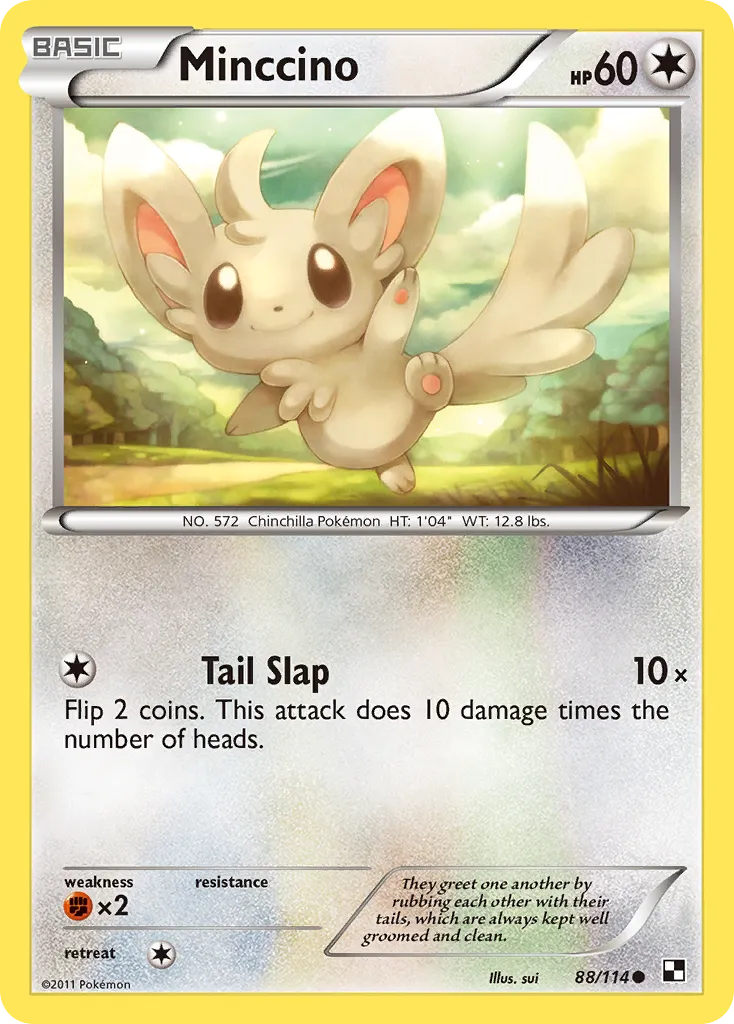 2011 Black & White Minccino Common #088/114 Common card image
