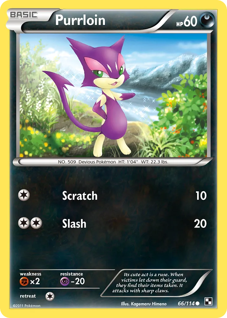 2011 Black & White Purrloin #066/114 Common card image