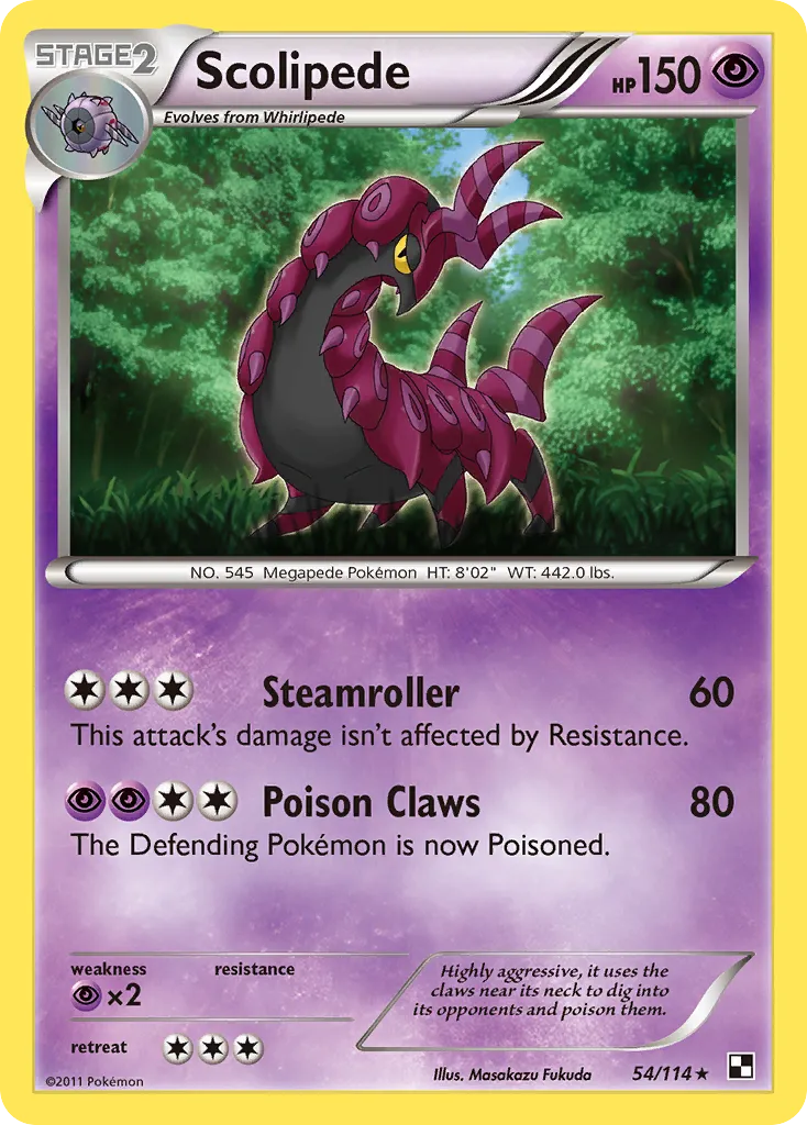 2011 Black & White Scolipede Rare #054/114 Rare card image
