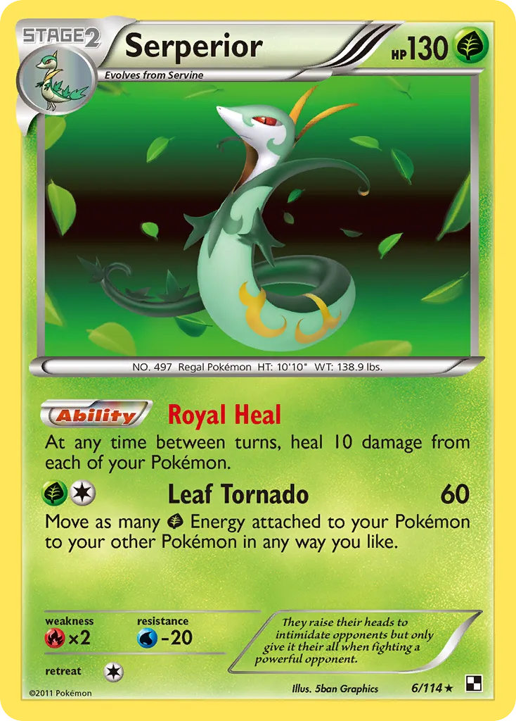 2011 Black & White Serperior #006/114 Rare Holo card image