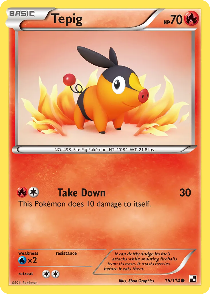 2011 Black & White Tepig Common #015/114 Common card image