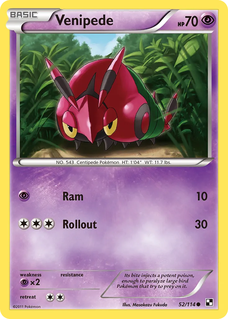 2011 Black & White Venipede #052/114 Common card image