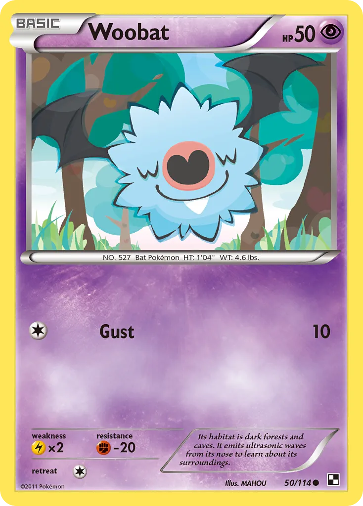 2011 Black & White Woobat Common #050/114 Common card image