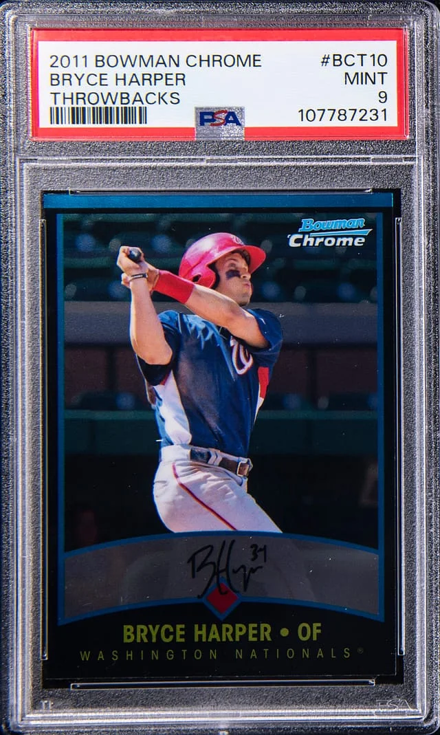 2011 Bowman Chrome Bryce Harper Throwbacks Atomic Refractor #BCT10 card image
