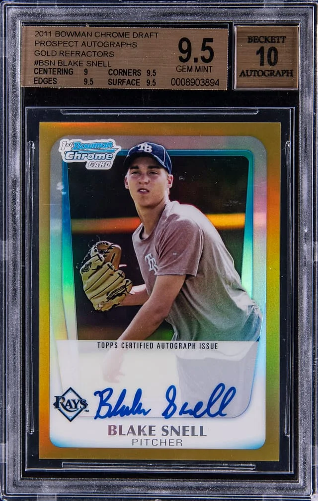 2011 Bowman Chrome Draft Blake Snell Prospect Autographs Red Refractor #BCAP-BSN card image