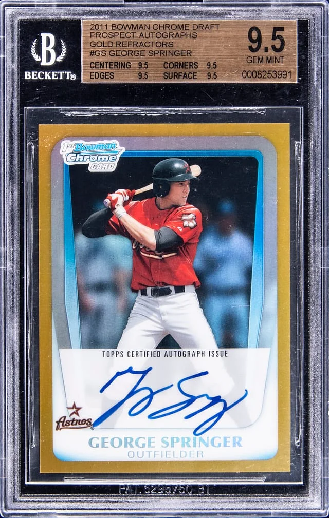 2011 Bowman Chrome Prospects George Springer Gold Refractor Autographs #BCAP-GS card image