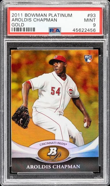 2011 Bowman Platinum Aroldis Chapman Gold #93 card image