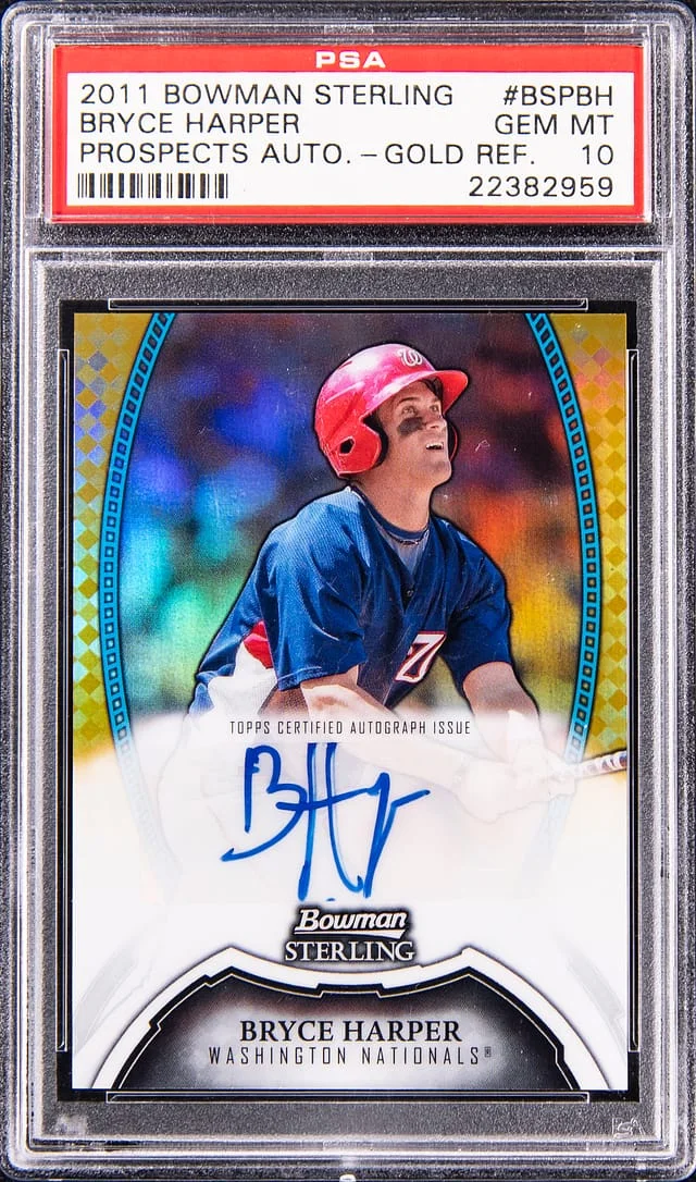 2011 Bowman Sterling Bryce Harper Prospect Autographs Gold Refractor #BSP-BH card image