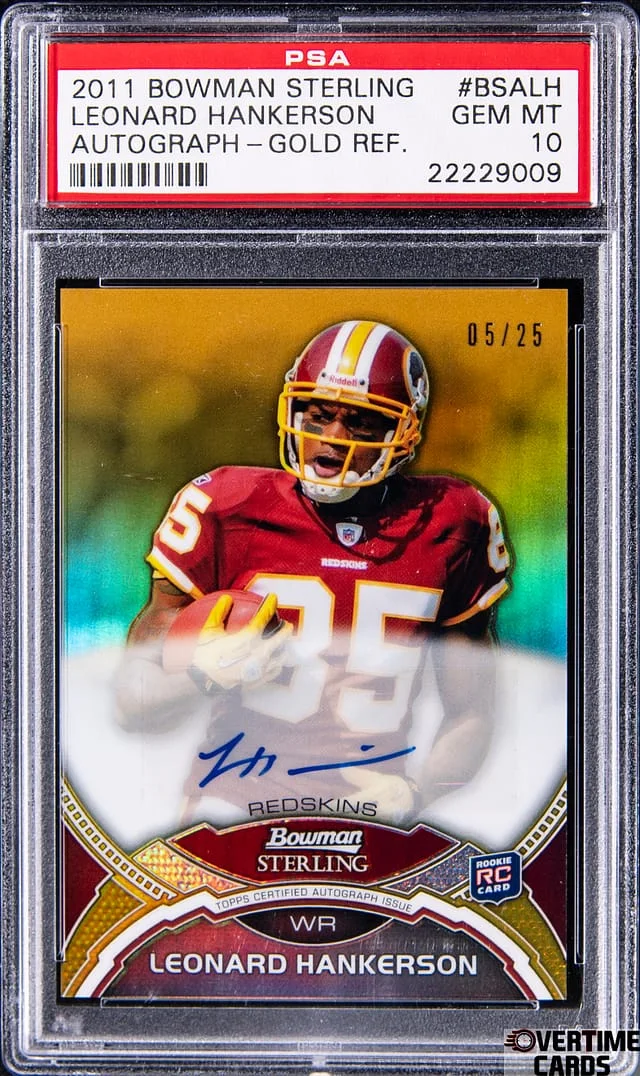 2011 Bowman Sterling Leonard Hankerson Autograph Gold Refractor #BSALH card image
