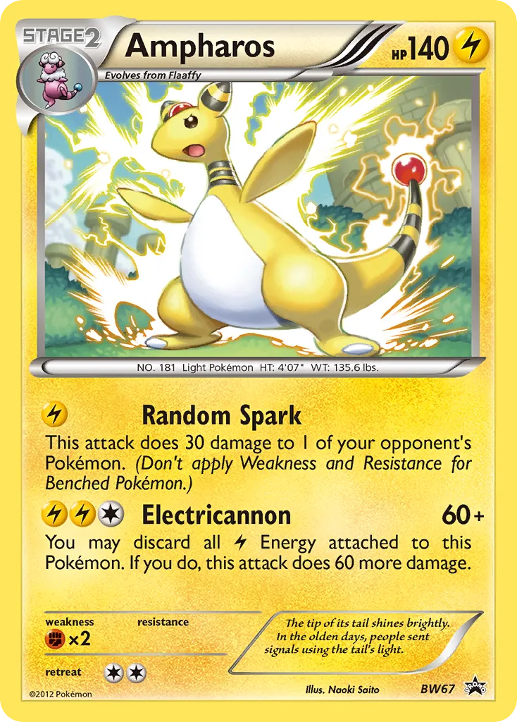 2011 BW Black Star Promos Ampharos Promo #BW67 Promo card image