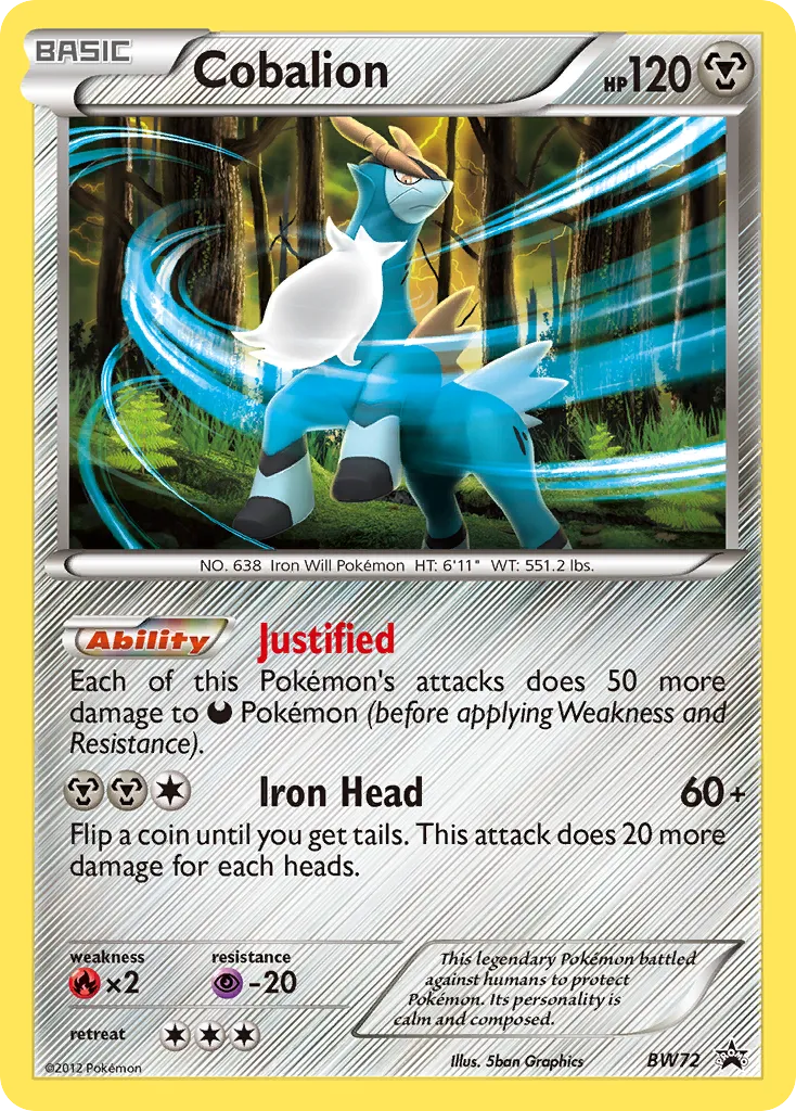 2011 BW Black Star Promos Cobalion Promo #BW72 Promo card image
