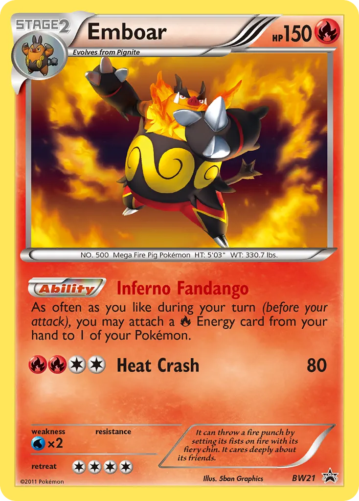 2011 BW Black Star Promos Emboar Promo #BW21 Promo card image