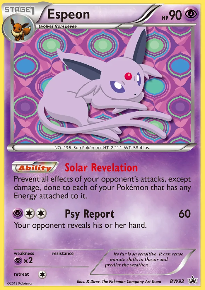 2011 BW Black Star Promos Espeon Promo #BW92 Promo card image