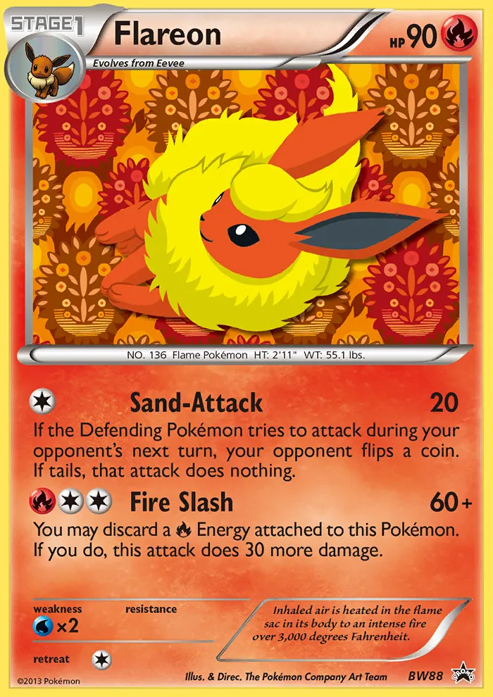 2011 BW Black Star Promos Flareon Promo #BW88 Promo card image