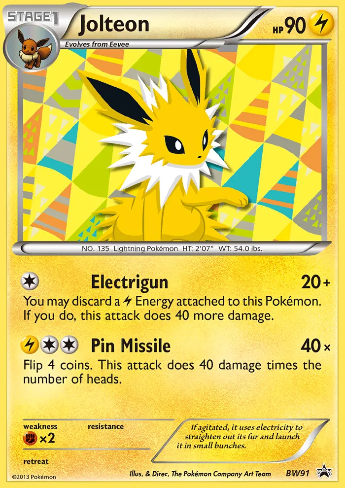 2011 BW Black Star Promos Jolteon Promo #BW91 Promo card image