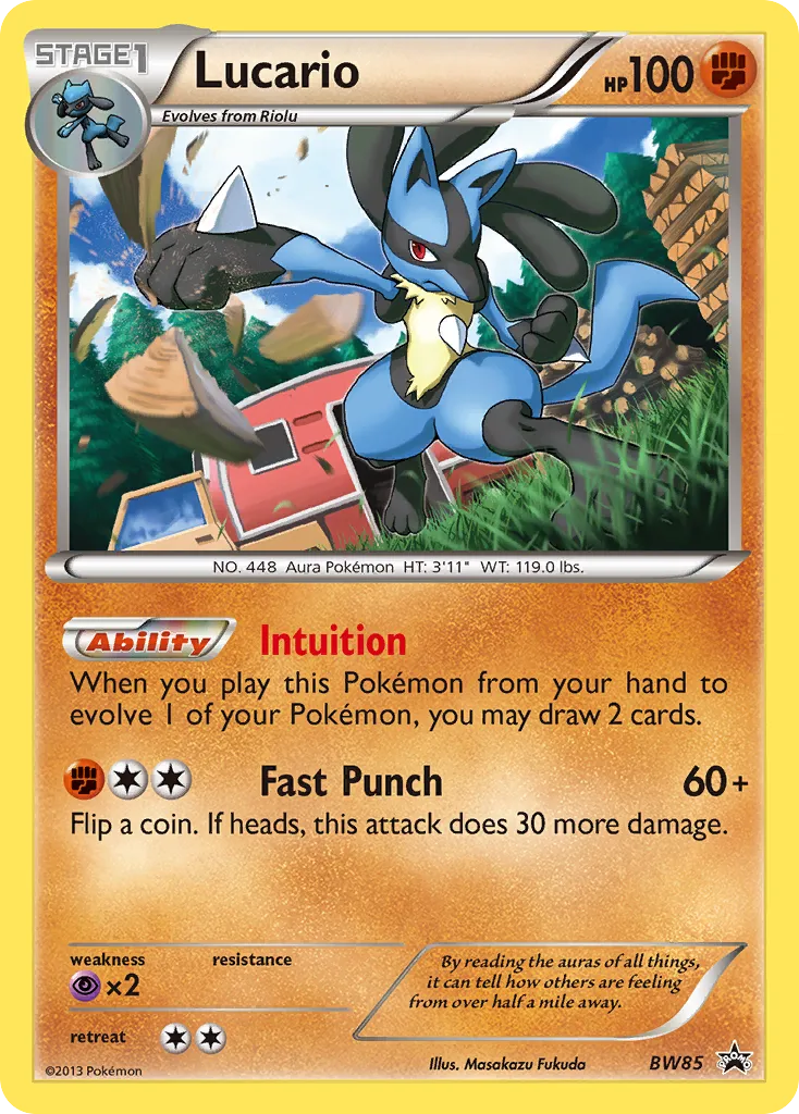 2011 BW Black Star Promos Lucario Promo #BW85 Promo card image