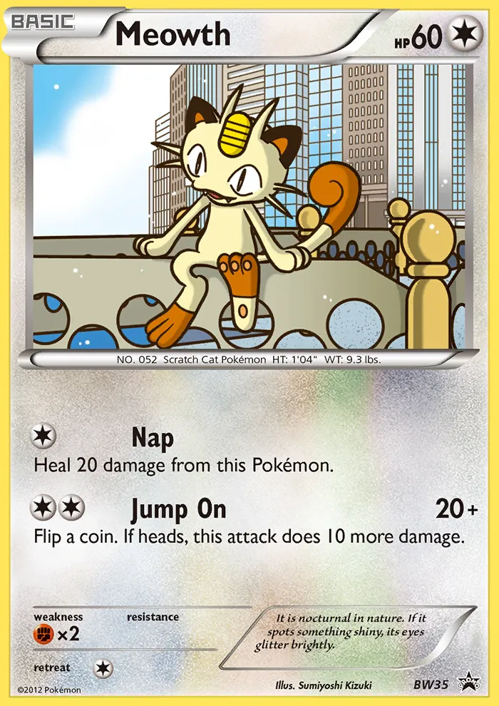 2011 BW Black Star Promos Meowth Promo #BW35 Promo card image