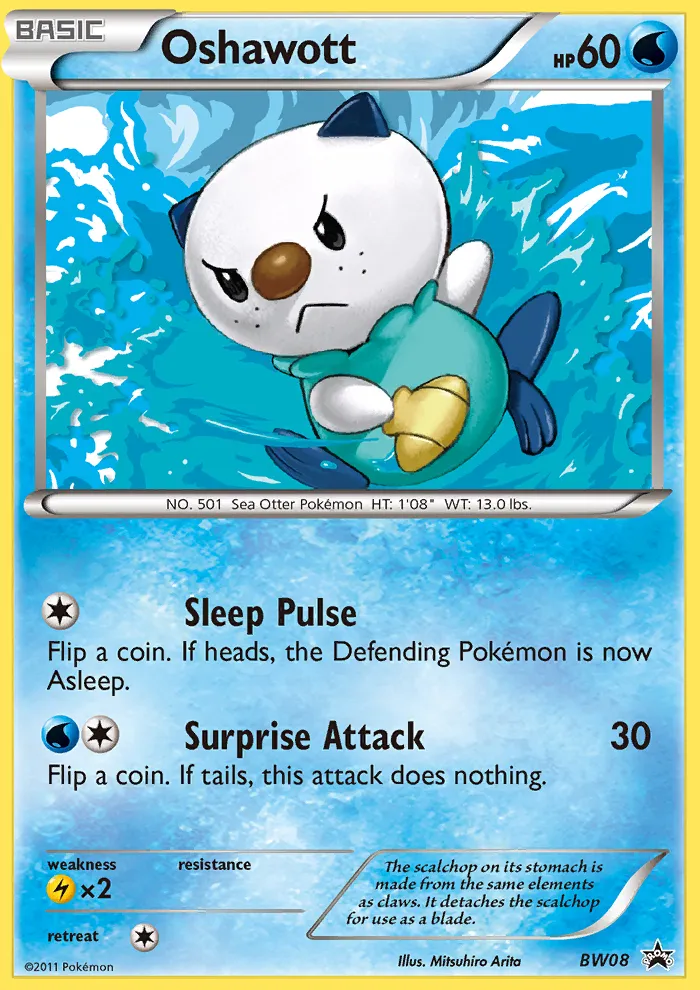 2011 BW Black Star Promos Oshawott Promo #BW03 Promo card image