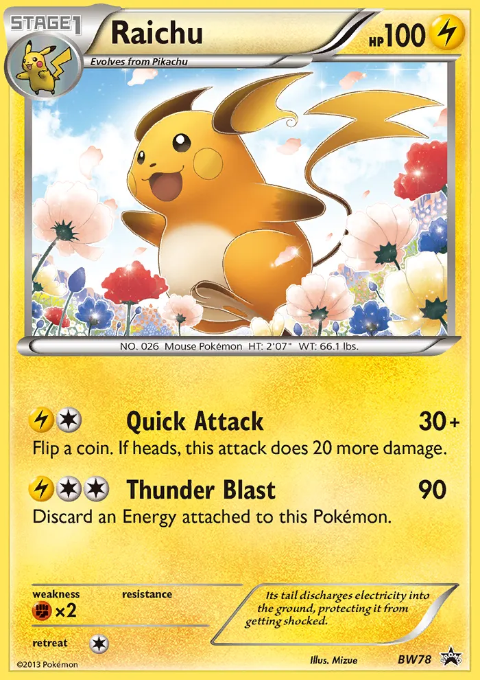 2011 BW Black Star Promos Raichu Promo #BW78 Promo card image