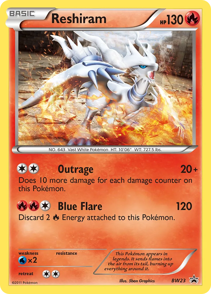 2011 BW Black Star Promos Reshiram #BW23 card image