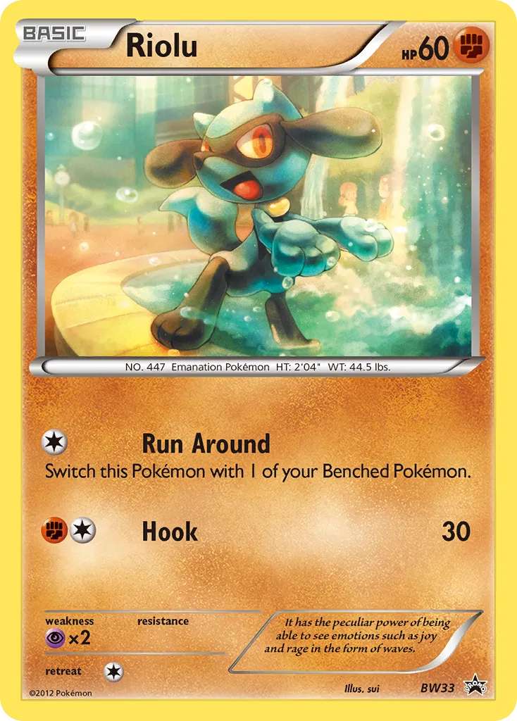 2011 BW Black Star Promos Riolu Promo #BW33 Promo card image