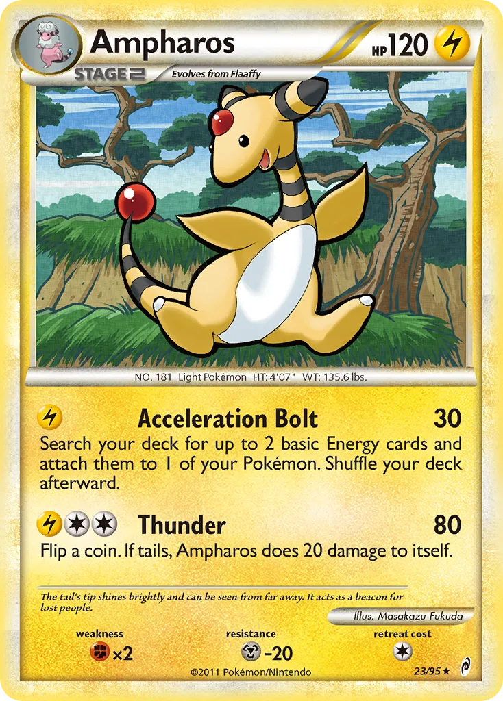 2011 Call of Legends Ampharos Rare #23/95 Rare card image