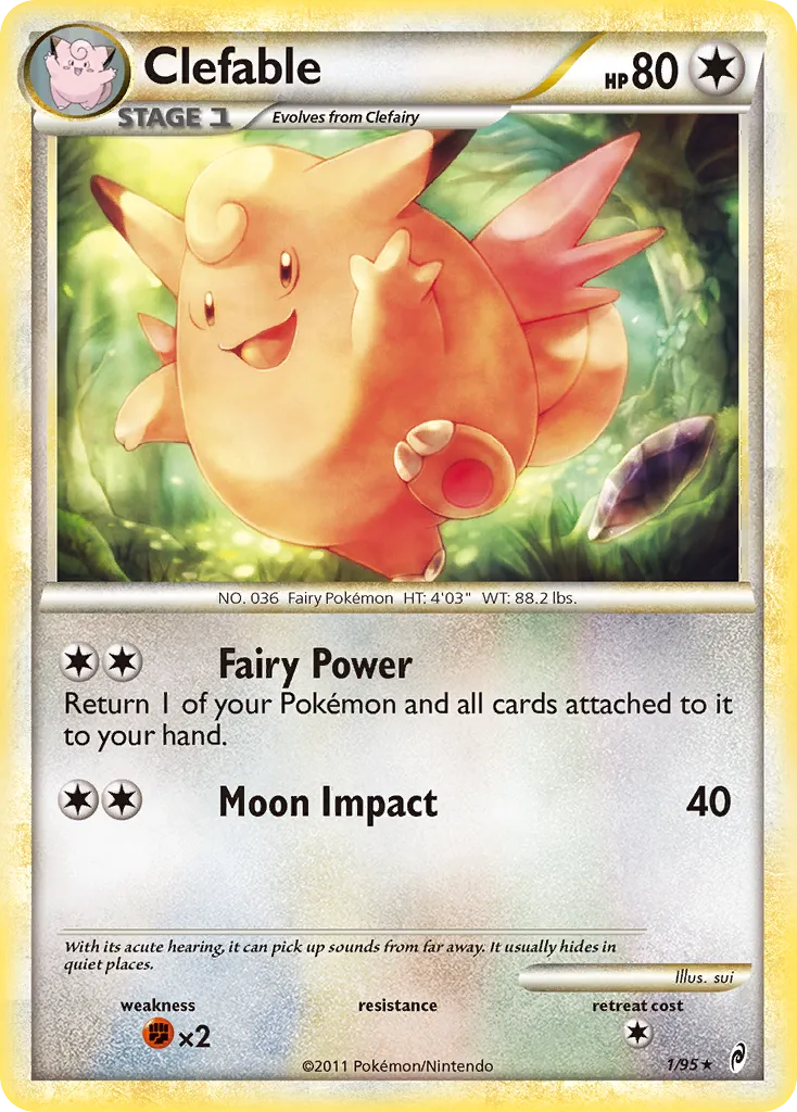 2011 Call of Legends Clefable Rare Holo #01/95 Rare Holo card image