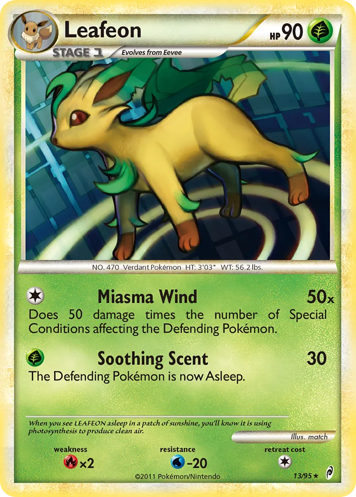 2011 Call of Legends Leafeon Rare Holo #13/95 Rare Holo card image