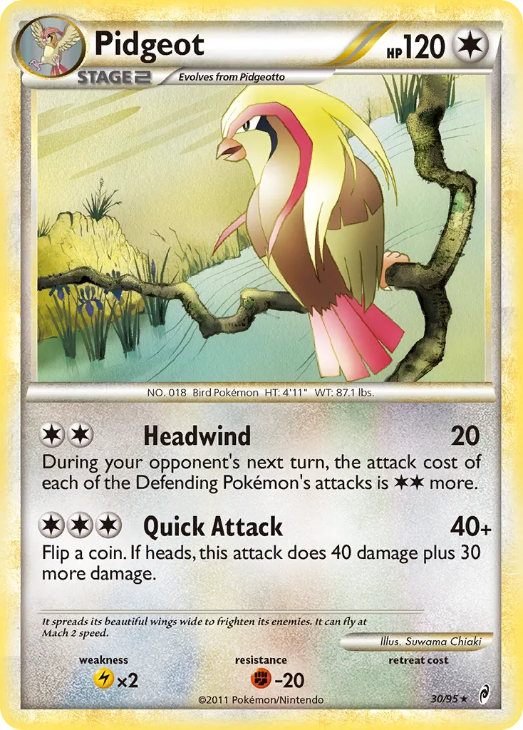 2011 Call of Legends Pidgeot Rare #30/95 Rare card image
