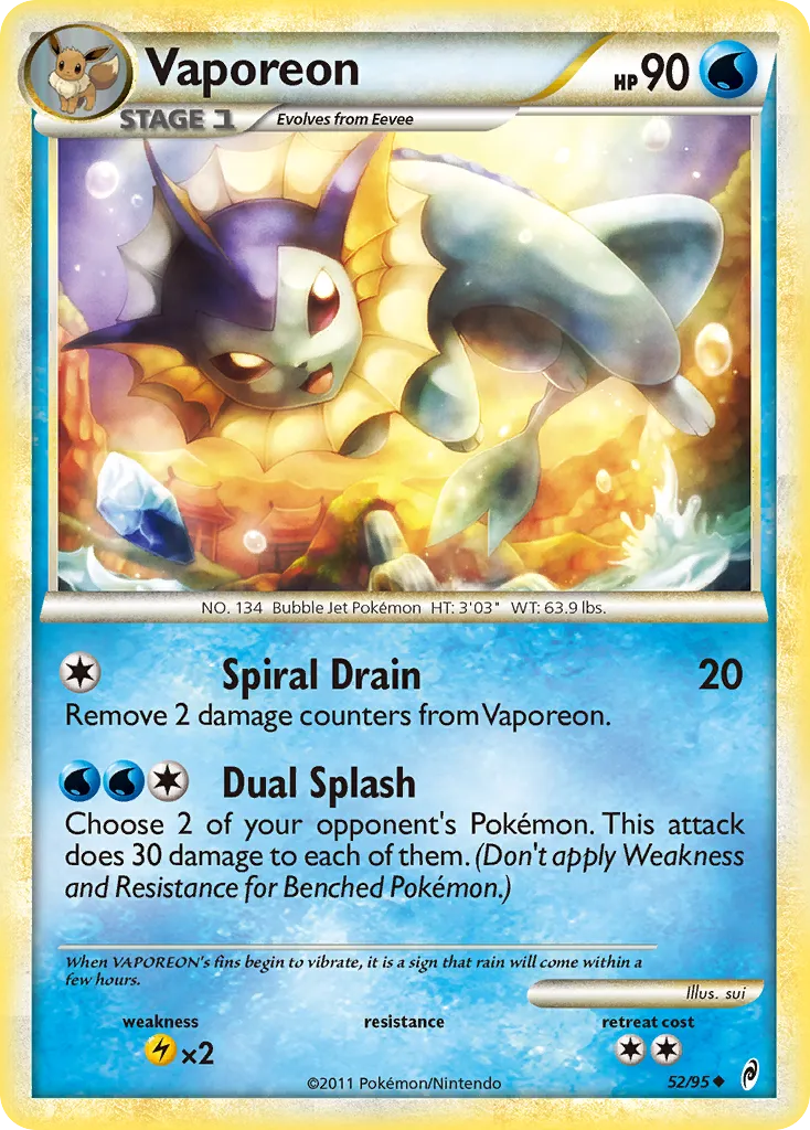 2011 Call of Legends Vaporeon #52/95 Uncommon card image