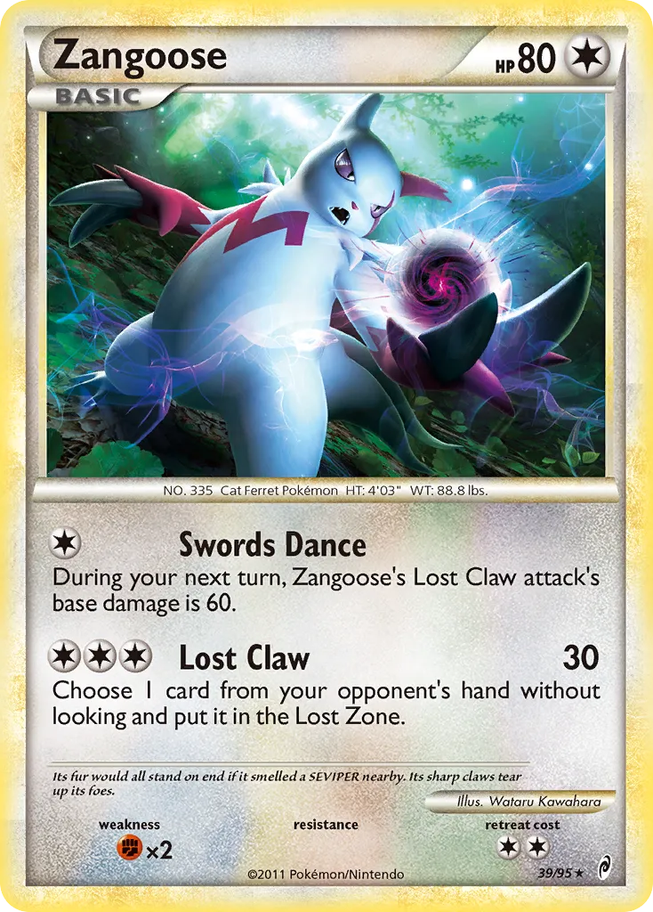 2011 Call of Legends Zangoose #39/95 Rare card image