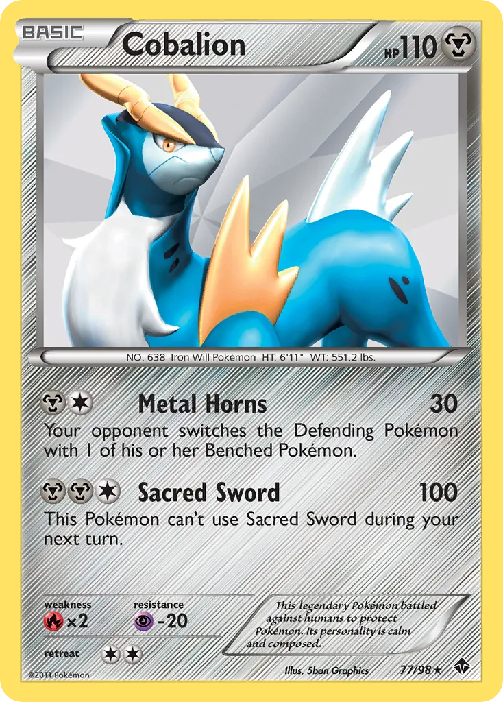 2011 Emerging Powers Cobalion Rare Holo #77/98 Rare Holo card image