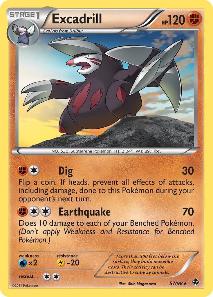 2011 Emerging Powers Excadrill Rare Holo #56/98 Rare Holo card image