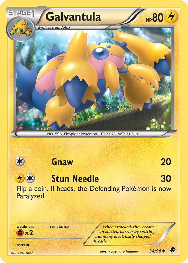 2011 Emerging Powers Galvantula Uncommon #34/98 Uncommon card image