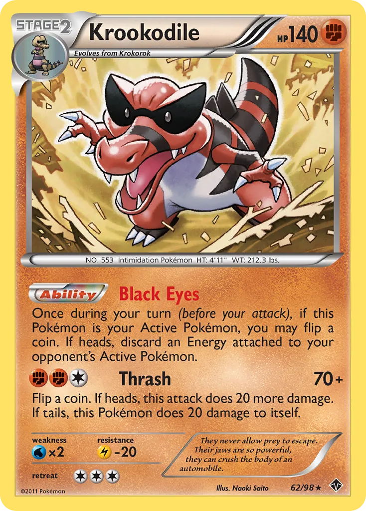 2011 Emerging Powers Krookodile Rare #62/98 Rare card image