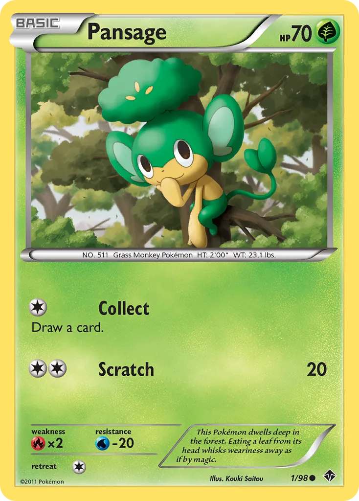 2011 Emerging Powers Pansage Common #01/98 Common card image