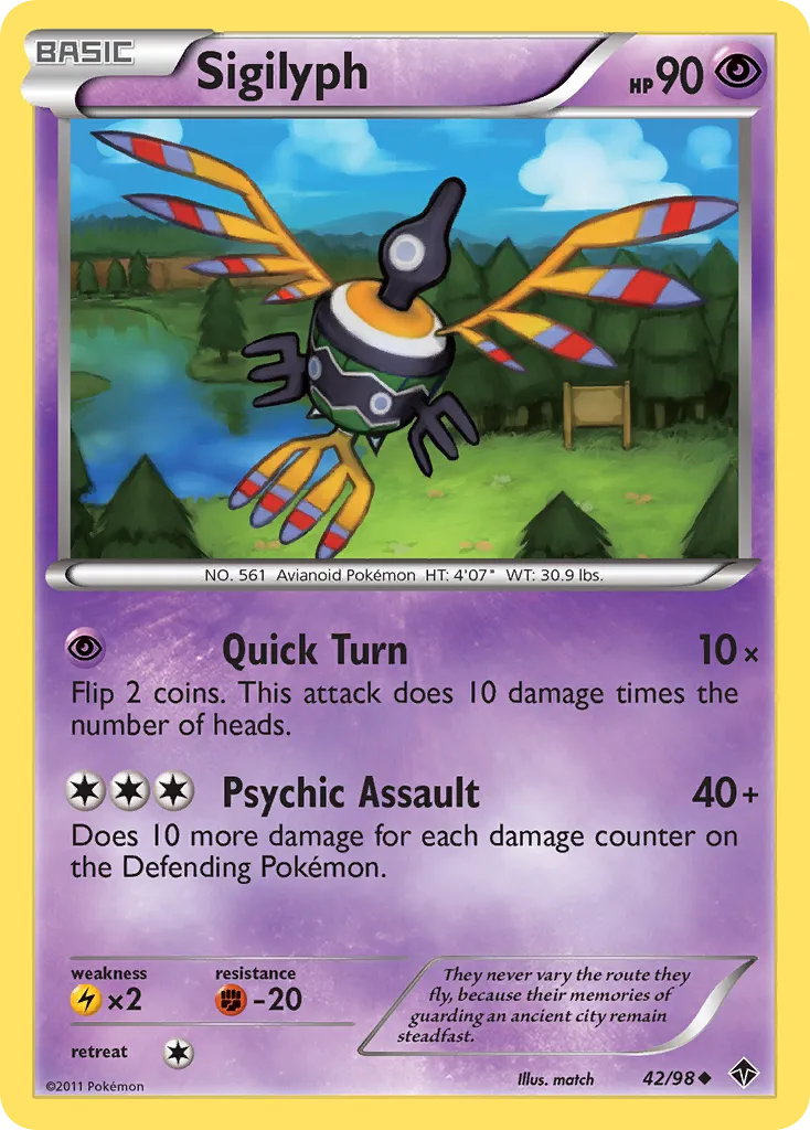2011 Emerging Powers Sigilyph #42/98 Uncommon card image