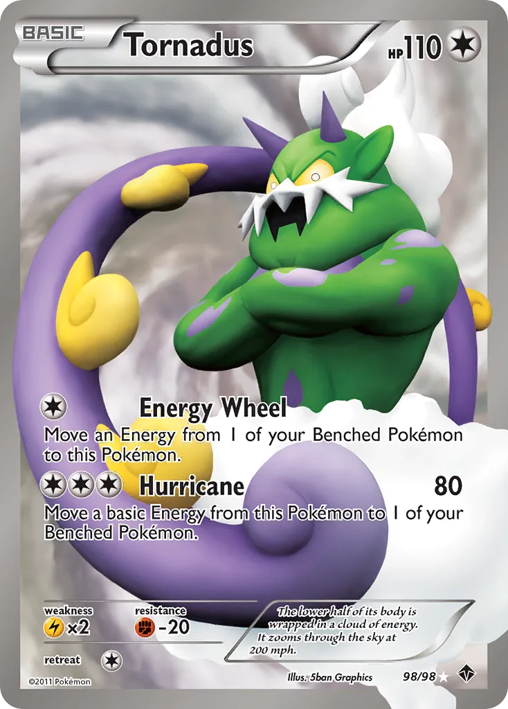 2011 Emerging Powers Tornadus #98/98 Rare Ultra card image