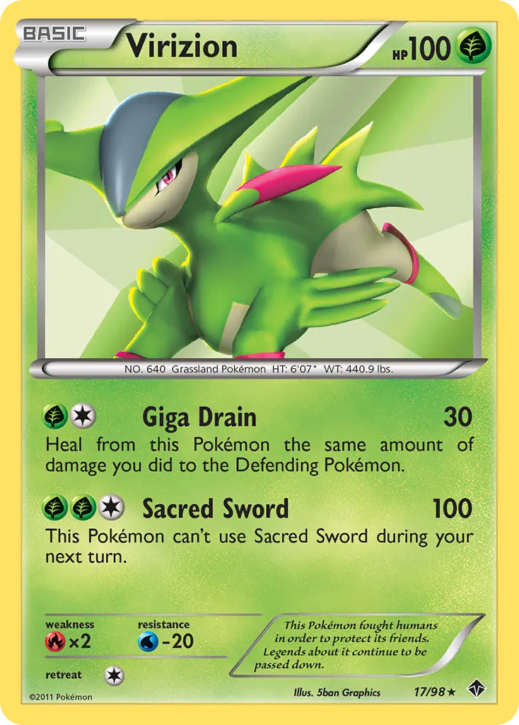 2011 Emerging Powers Virizion Rare Holo #17/98 Rare Holo card image