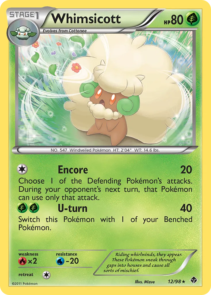 2011 Emerging Powers Whimsicott Uncommon #11/98 Uncommon card image