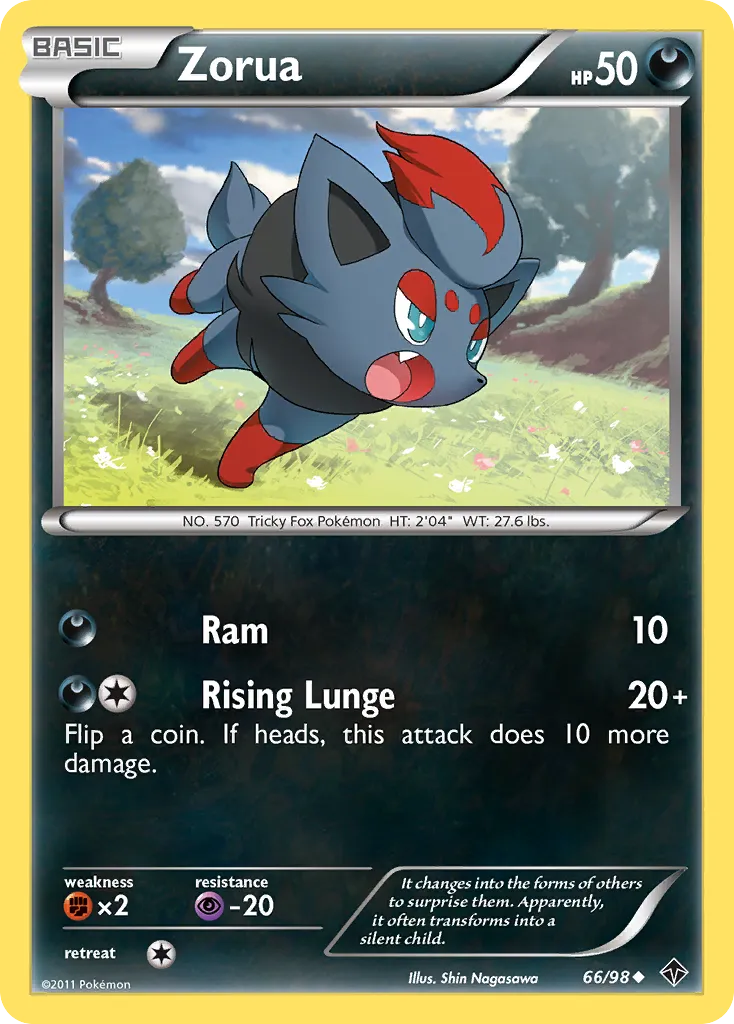 2011 Emerging Powers Zorua Uncommon #66/98 Uncommon card image