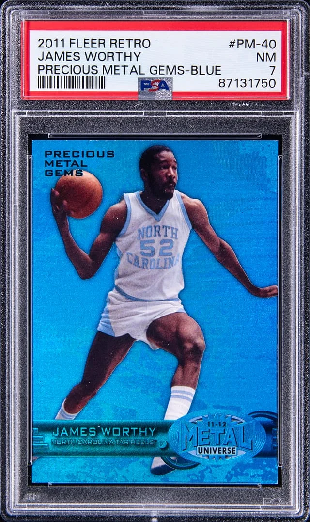 2011 Fleer Retro James Worthy Metal Universe Precious Metal Gems Blue #PM-40 card image