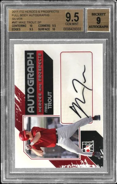 2011 In the Game Mike Trout Heroes & Prospects Full Body Autographs Silver SP #A-Mt card image