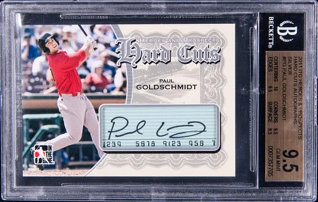 2011 In the Game Paul Goldschmidt Heroes & Prospects Hard Cuts Autograph Silver #PG card image
