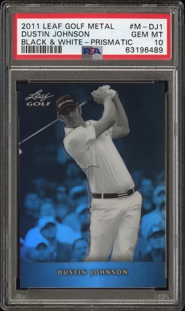 2011 Leaf Dustin Johnson Golf Metal Black & White-Prismatic #M-Dj1 card image
