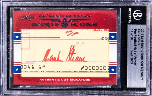 2011 Leaf Hank Stram Sports Icon Cut Signature Pro Football Hall of Famer #17 card image