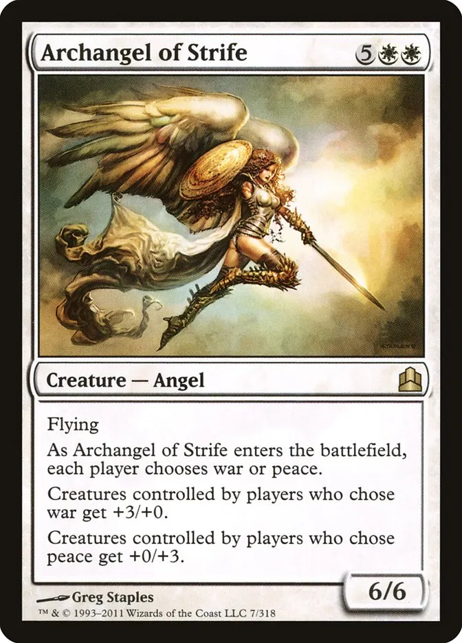 2011 Commander 2011 Archangel of Strife #7 rare card image